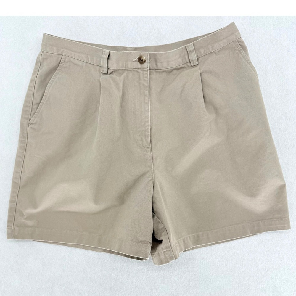 Lauren Ralph Lauren Petite Khaki Pleated‎ Preppy 90s Chino Shorts Tan Cotton 14P